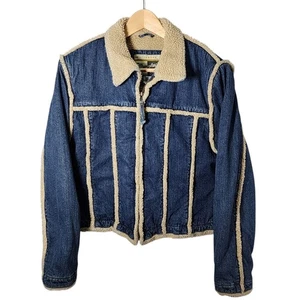 Vintage Wrangler Sherpa gefütterte Jeansjacke Gr. L blau Damen Trucker Large - Bild 1 von 9