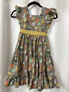 Eleanore Rose Dress Size 8-10 Ruffles Owls Leaves E45 - Picture 1 of 4