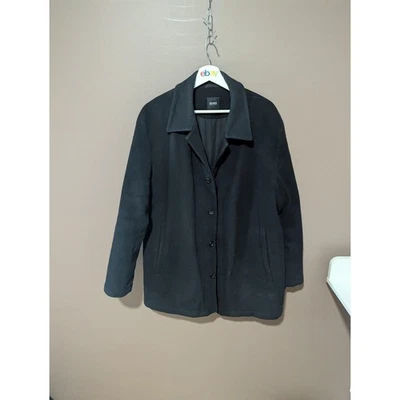 BOSS Hugo Boss Coat Mens 48 Black Wool Cashmere Blend Button Front Lined - Image 1 of 4
