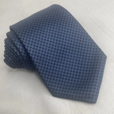 Corbata Brooks Brothers Makers Texturizada Repp Seda Preppy Pata de Gallo Azul Foto 1 de 4