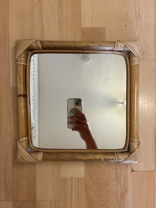 Stunning Vintage Bamboo Rattan Wicker Bohemian Cane Boho Mid Century Wall Mirror - Picture 1 of 22