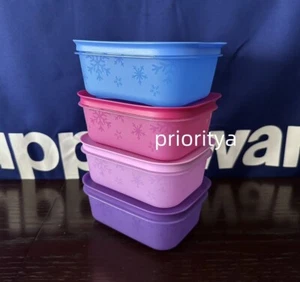 Tupperware Freezer Mates PLUS kleiner flacher Schneeflockenbehälter 450ml 4er Set Neu - Bild 1 von 5