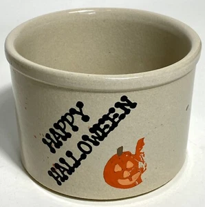 Vintage Robinson Ransbottom Pottery 1 Pint Low Crock Happy Halloween Pumpkins - Picture 1 of 9