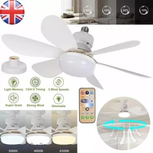 Modern Dimmable E27 LED Ceiling Fan Light Bedroom Chandelier Lamp Remote Control - Picture 1 of 13