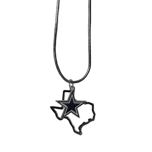Dallas Cowboys State Shape Charm w/ Team Logo Necklace NFL Football - Picture 1 of 3