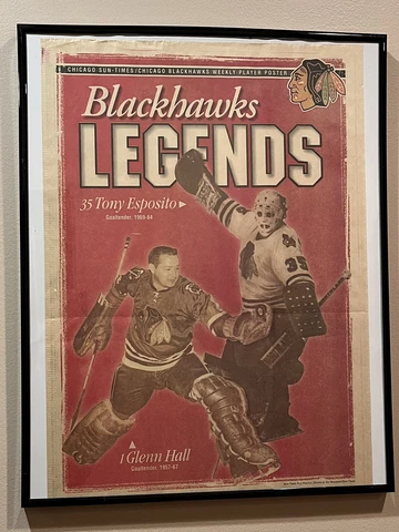 Vintage Chicago Blackhawks Legends Esposito/Hall Sun-Times Weekly Players Poster Cover