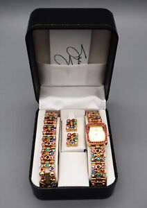 Suzanne Somers Collection ~ Rainbow Rhinestone Set ~ Watch - Bracelet & Earrings