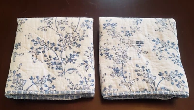 Set of  2  Laura Ashley "Flora Blue"  Blue & white floral quilted pillow  shams - Image 1 of 4