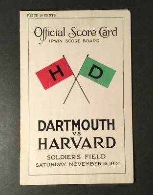 1912 Antique Dartmouth vs Harvard Football Score Board Card Program NCAA vintage - Image 1 of 4