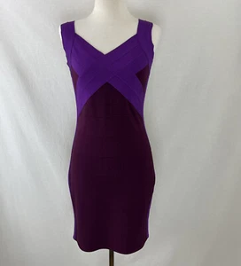 EXPRESS Verbandkleid Kontrast lila/burgund, Größe L Neu mit Etikett - Bild 1 von 6