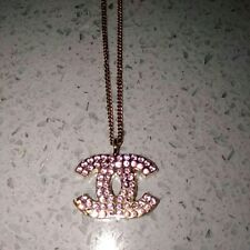 Chanel Pendant Gold Pink Rhinestone Stone 1 of 2 Stone Removal Stone Chain App