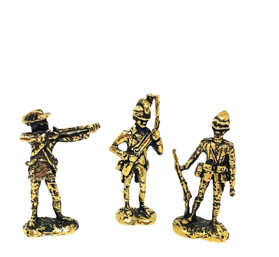 3 estatuillas de soldado de juguete Scruby todo metal tono dorado 2,5" Foto 1 de 4
