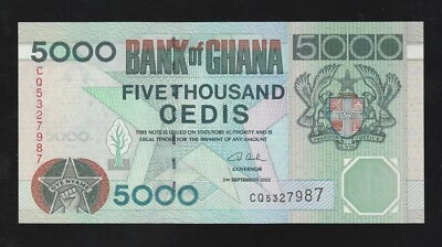 Ghana 5000 Cedis 2002 P-34h UNC Banknote - Image 1 of 2