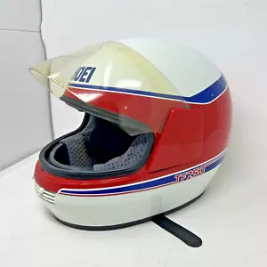 Vintage Shoei TF-250 Helmet w/ Visor white red blue motocross motorcycle scooter - Picture 1 of 16