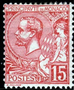 MÓNACO 1891 Príncipe Alberto 15c. Rosa aburrida SG 15a como nueva - Imagen 1 de 2