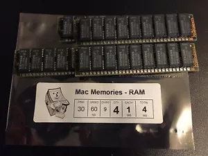 4x 1MB 30-Pin 9-Chip Parity 60ns FPM Memory SIMMs 4MB Apple Macintosh II 1Mx9 - Picture 1 of 3
