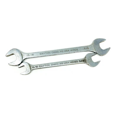 2 Pcs Dayton Chgo. 48 Open End Wrench 13/16 x 7/8, 5/8 x 3/4 in, Made in USA - Image 1 of 4