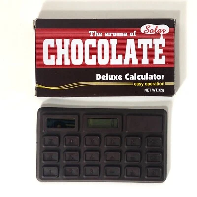 Chocolate Bar-shaped Calculator - Solar Powered - Aroma of Chocolate - NIB - Image 1 of 4