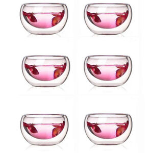Tea Set 6Pcs/set Glass Tea Cup Chinese Double Wall Transparent Heat Proof Teacup