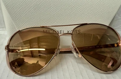 Michael Kors MK 5004 Chelsea 1017R1 Rose Gold/Taupe Aviator Sunglasses NEW - Image 1 of 4