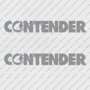 CONTENDER BOAT LOGO SILVER DECALS STICKERS 26" x 3.8" 2pcs. - Picture 1 of 3