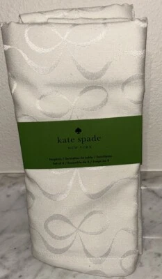 Kate Spade Dinner Coquette Bow Napkins 19"  Set/4 Fresh Cream All Wrapped Up - Image 1 of 2
