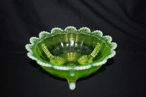 BEAUTIFUL VICTORIAN NORTHWOOD VASELINE OPALESCENT KLONDYKE MASTER BERRY BOWL - Picture 1 of 5