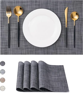 CADONO Placemats Set of 4 Washable Indoor/Outdoor Vinyl Place Mats for Dining Ta - Picture 1 of 12