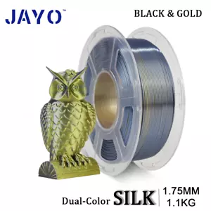 Filamento de impresora 3D JAYO 1,1KG 1,75 mm PLA+ SEDA doble color negro/dorado con carrete - Imagen 1 de 7