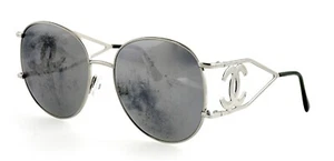 Vintage CHANEL 05258 45002  53mm Silver CC Cocomark Sunglasses Italy - Picture 1 of 7