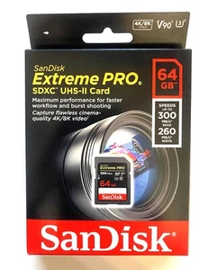 SanDisk 64GB Extreme PRO UHS-II SDXC 300MB/s Memory Card - UK NEXT DAY DELIVERY - Picture 1 of 1