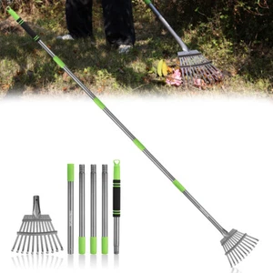 WORKPRO Heavy Duty Leaf Rakes 35-72" Adjustable Handle Metal Garden Rake 11 Tine - Picture 1 of 9