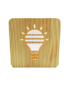 originelle LED Kinderlampe Holzrahmen Nachtischlampe Tischleuchte Tischlampe - Bild 1 von 3