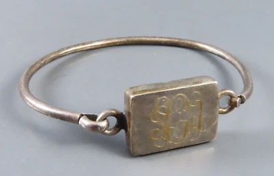 PULSERA BRAZALETE GANCHO/BISAGRA PLATA ESTERLINA México Vintage Panel Monograma Foto 1 de 4