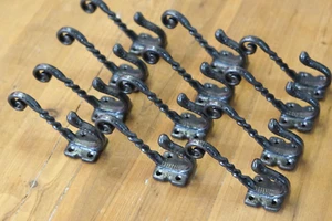 12 Iron Antique Style Coat Hooks Hat Rack Tree Restoration Industrial Fancy Lot - Picture 1 of 8