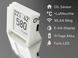Co2 Sensor Monitor Made in Germany WLAN Smart Home Open source 11Tage Akku 50ppm - Bild 1 von 7