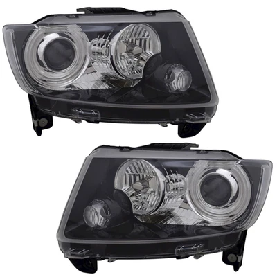 Scheinwerfer Set für Jeep Compass MK49 Grand Cherokee WK2 Schwarz LWR Motor - Bild 1 von 4