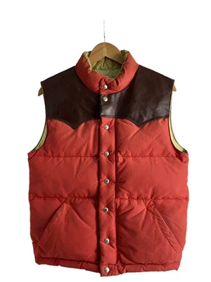 McCOYS Leather yoke down Vest Red 38 Used - Image 1 of 4