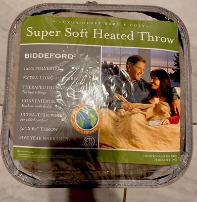 Biddeford Heated Plush Throw, Brand New, 50 x 62 - TAN/Beige - Image 1 of 4