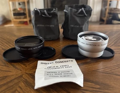 Two 52mm Lenses: Digital Concepts High Definition 2X Telephoto & 0.5X Wide Angle - Image 1 of 4