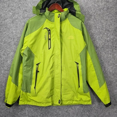 Tech Rain Jacket Womens 2XL Green Lime Hoodie Gorpcore Colorblock OUTDOOR SPORT - Image 1 of 4