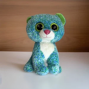 Peluche grande Ty Beanie Boos Leona Jumbo azul manchado leopardo gato 17" 2015 - Imagen 1 de 14