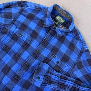 Polo Country Ralph Lauren Shirt Men 2XL Blue Buffalo Plaid Flannel Lined Pockets - Picture 1 of 16