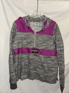 Victorias Secret Rosa Sudadera con Capucha Chaqueta Sudadera Cuarto Cremallera Forrada Gris Mármol XS - Imagen 1 de 5