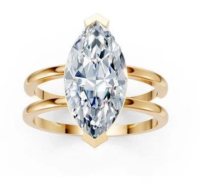 3 Ct VS F Marquise Lab Grown Solitaire Diamond Engagement Ring 14K Yellow Gold - Image 1 of 4