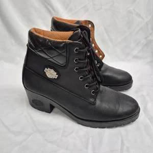 Stivaletti trapuntati Harley-Davidson donna 9,5M pelle nera tacco 2" - Foto 1 di 14