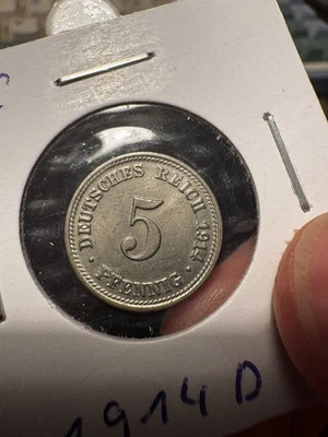 Germany 1914 D 5 Pfennig Uncirculated  - Image 1 of 4