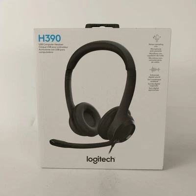 New Logitech H390 USB Wired Headset Black 981-000014 - Image 1 of 4