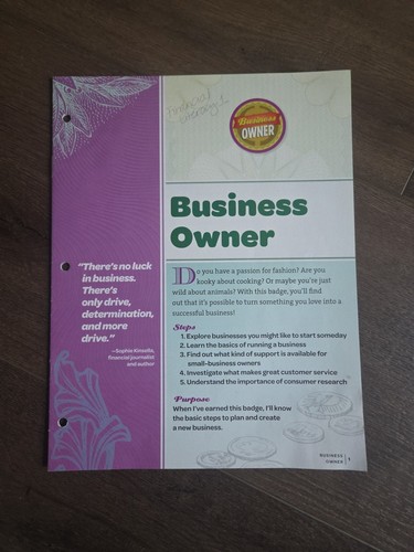 Girl Scouts Junior Business Owner Badge Requirements Booklet | eBay