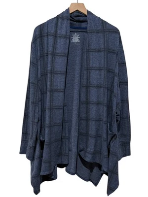 Cárdigan abierto a cuadros Cuddl Duds Comfortwear para mujer talla 2X azul bolsillos polar Foto 1 de 4